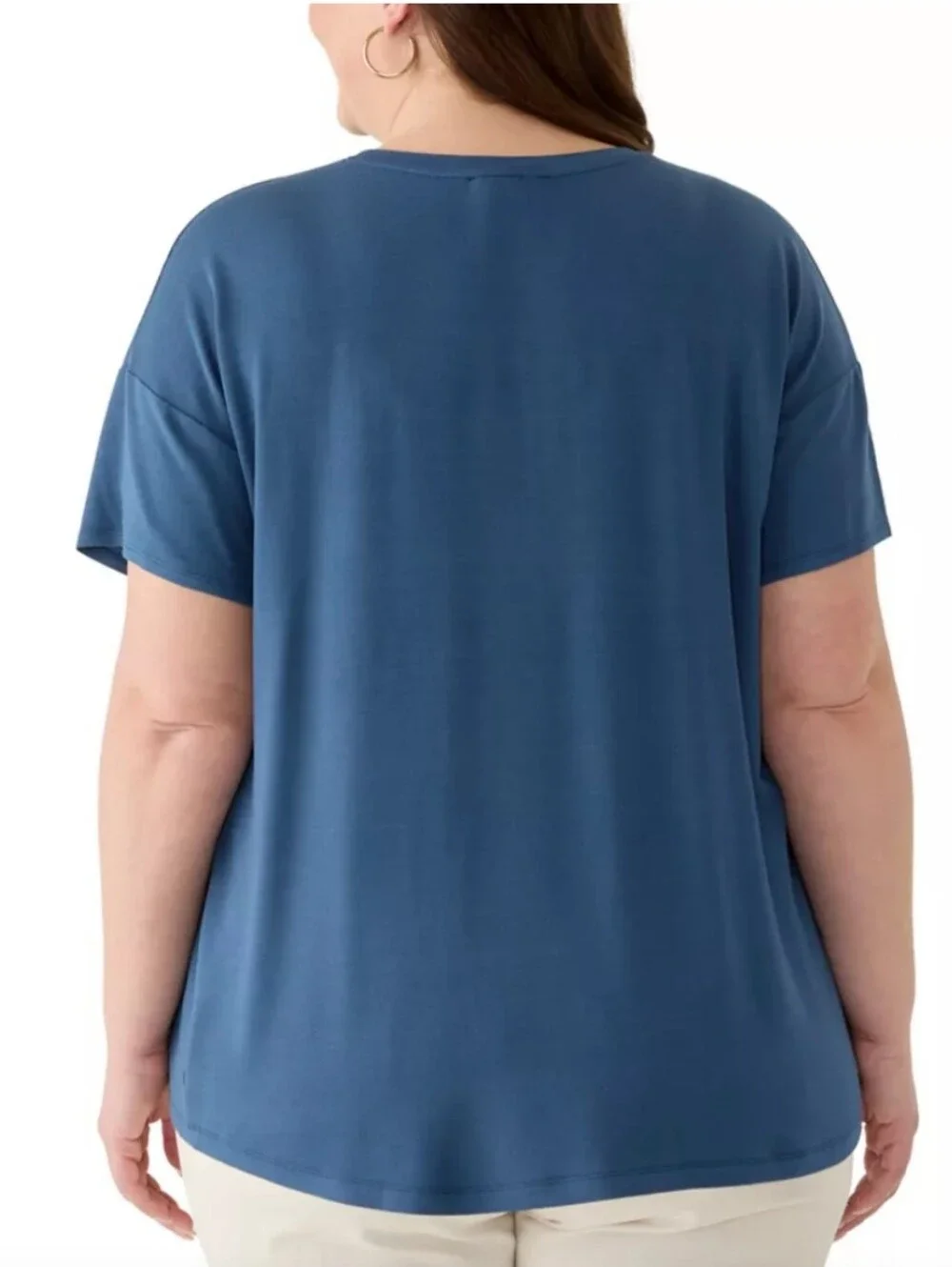 NWT Cable & Gauge Teal Vneck Loose Fit Oversized Dropped Shoulder Tshirt Lg Y73 - Picture 6 of 7